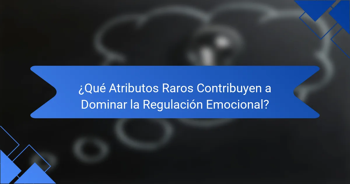 ¿Qué Atributos Raros Contribuyen a Dominar la Regulación Emocional?