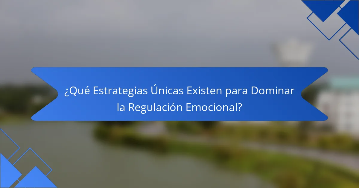 ¿Qué Estrategias Únicas Existen para Dominar la Regulación Emocional?